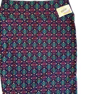 0346 LulaRoe Skirt Women Size XL Pink and Teal Snowflake Print Cassie NWT